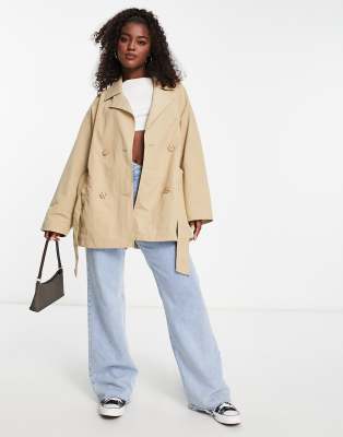 Short wool trench coat sale