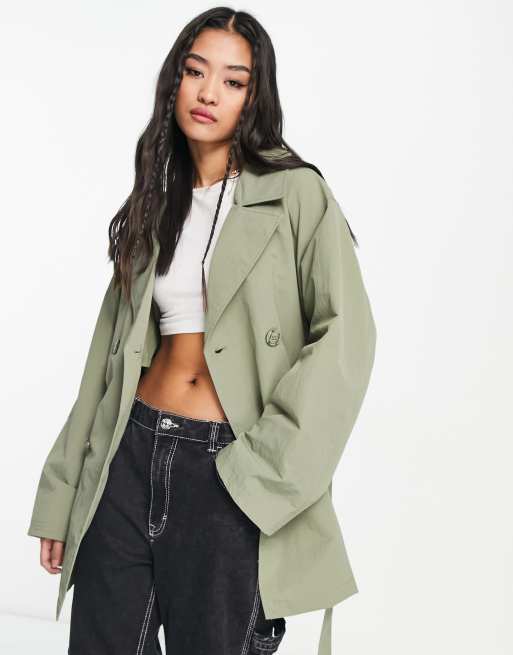 Short belted trench on sale coat