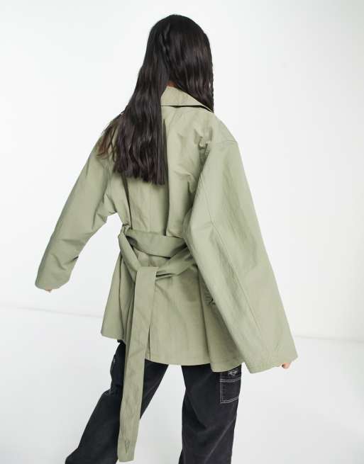 Short khaki best sale trench coat