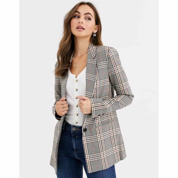 Blazer a carreaux marron new arrivals