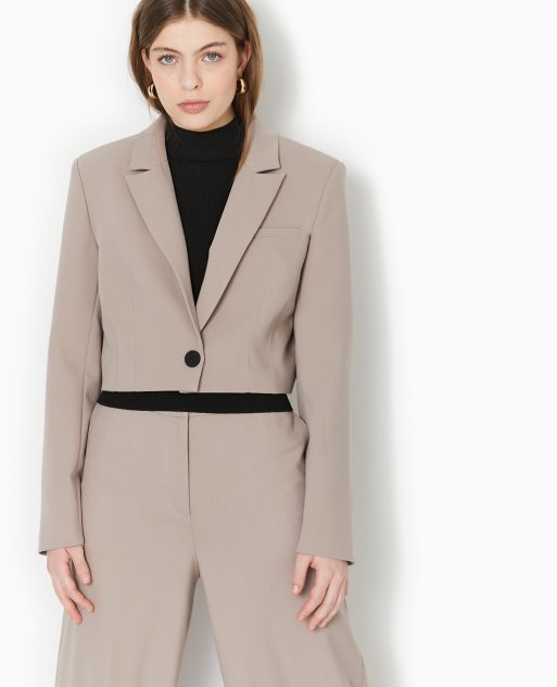 Pimkie - Blazer corto color talpa chiaro