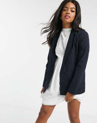 Pimkie Blazer In Navy Pinstripe Asos 