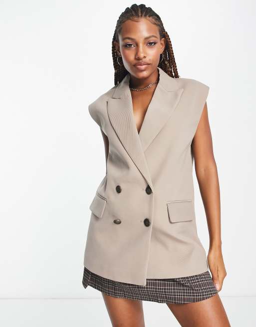 Pimkie - Blazer oversize senza maniche color tabacco 