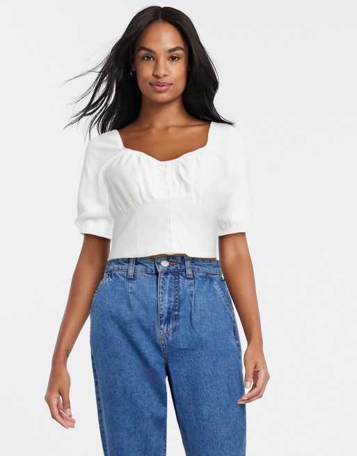 Pimkie - Blouse met hartvormige halslijn in wit