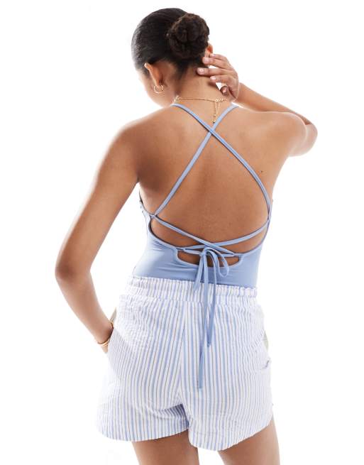 Pimkie – Body in Blau mit Rückenschnürung, 3 von 4