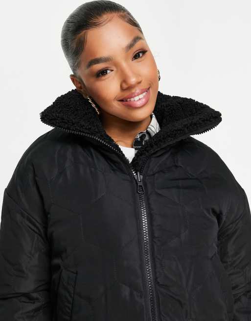 Borg jacket womens black sale