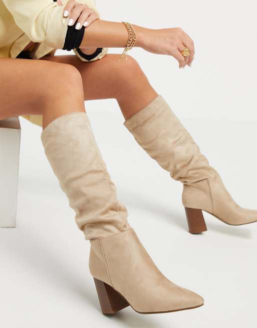 Pimkie Bottes souples hauteur genou Beige ASOS
