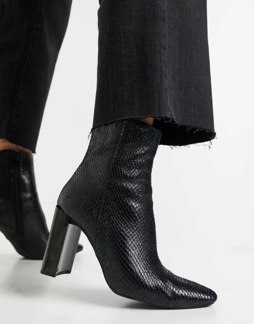 Pimkie Bottines talon effet serpent Noir ASOS