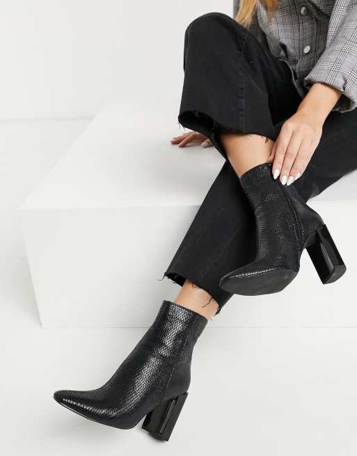 Pimkie Bottines talon effet serpent Noir ASOS