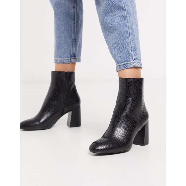 Pimkie Bottines a talons aspect croco Noir ASOS