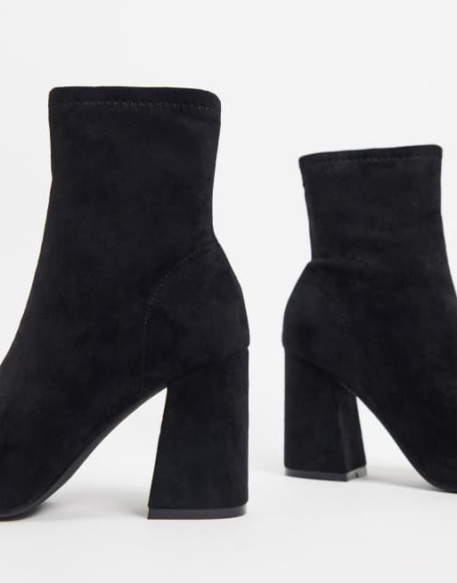 Pimkie Bottines imitation daim à talon Noir ASOS