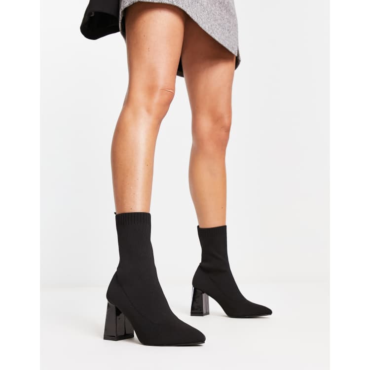 Pimkie Bottines pointues a talon en daim Noir ASOS