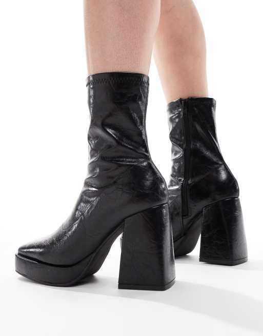 Pimkie Bottines vernies à talon carré et semelle plateforme