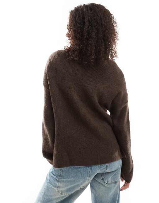 Pimkie – Brązowy sweter z golfem i szerokimi rękawami, 4 z 4