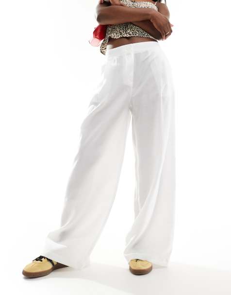 Pimkie - Broek met wijde pijpen in wit - view 1