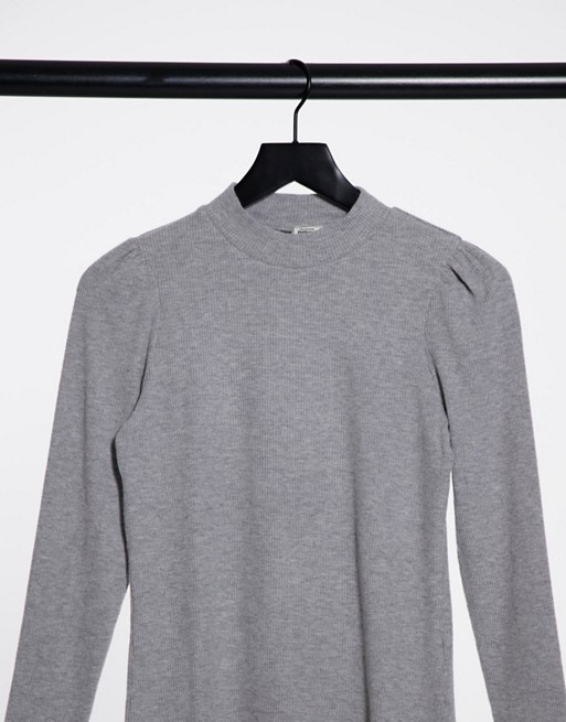 Pimkie brushed high neck top in grey marl