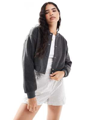 Pimkie Pimkie brushed wool look bomber jacket in grey