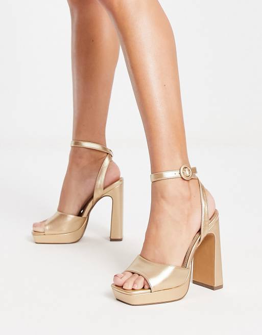 Gold 2025 buckle heels