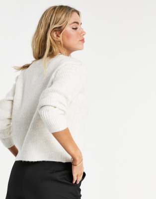 cream ribbed cardigan