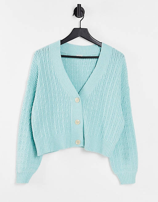 Pimkie cable knit cardigan in blue