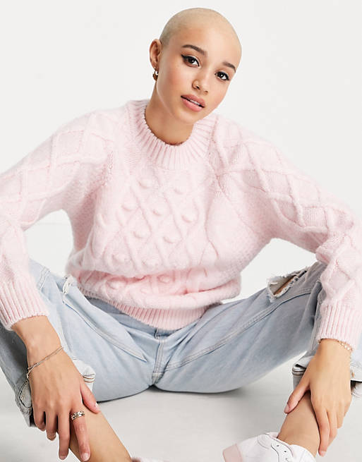 Jumpers & Cardigans Pimkie cable knit detail jumper in pink 
