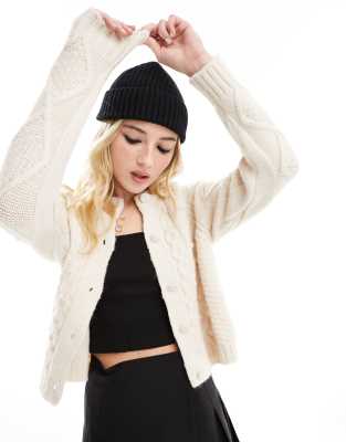 River Island textured boucle cardigan in cream