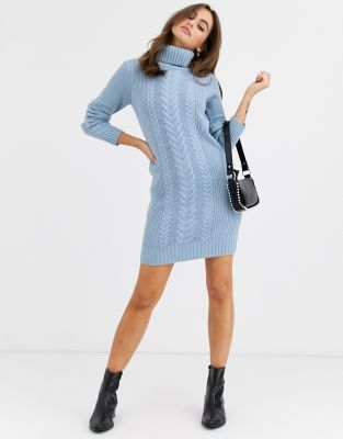 cable knit roll neck jumper dress