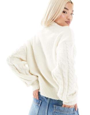 Eaphi CABLE ZIP CARDIGAN cream Eaphi CABLE KNIT CARDIGAN ivory