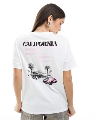 Pimkie California back print t-shirt in white