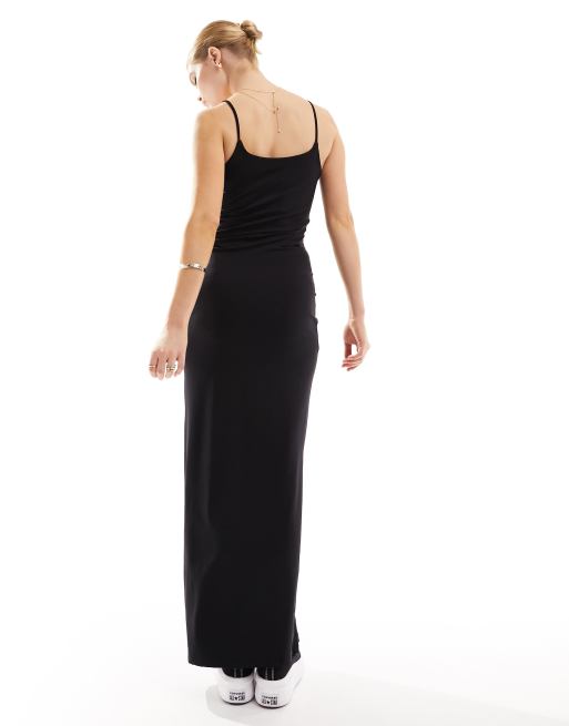 Pimkie cami strap bodycon maxi dress in black