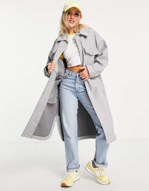 Pimkie - Camicia giacca taglio lungo grigio scuro