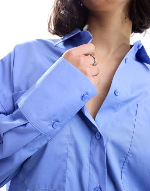 Pimkie Camicia oversize blu chiaro taglio lungo ASOS