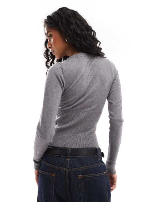 Pimkie - Cardigan aderente grigio antracite con bottoni, 2 di 4