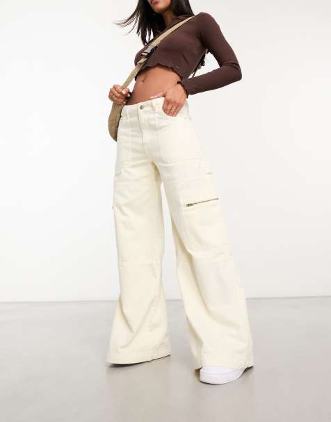 Pimkie – Cargo-Jeans in Ecru mit weitem Schnitt - view 1