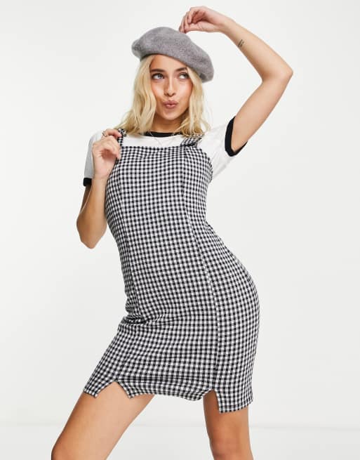 Black and clearance white check pinafore