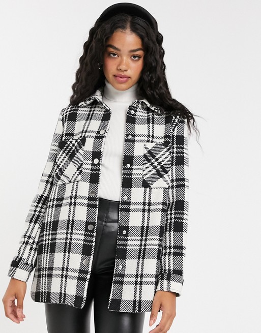 Pimkie check tailored coat in black and white