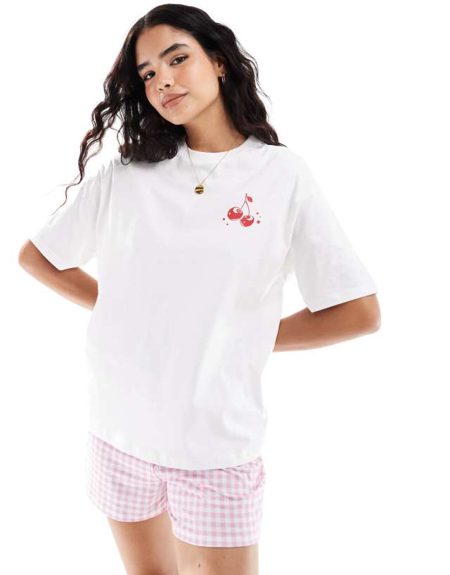 Pimkie - cherry back print t-shirt in white