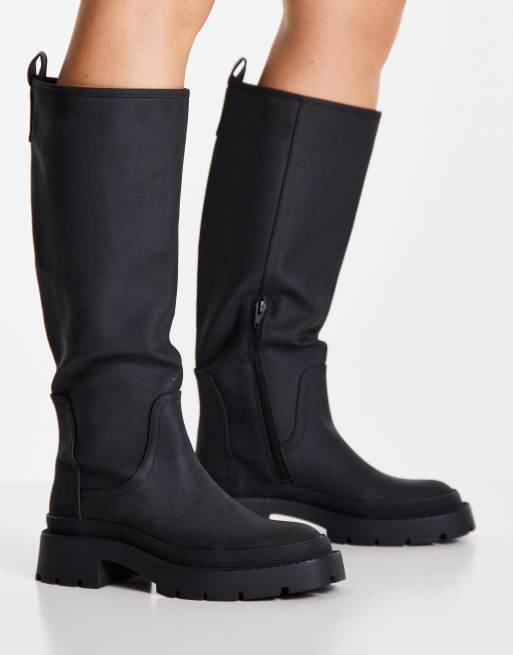 Pimkie chunky flat boots in black ASOS