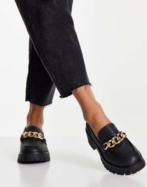 Pimkie chunky sole flat brogues with chain detail