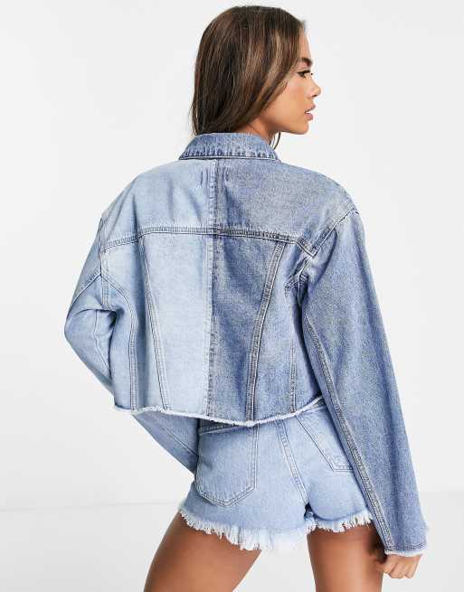 Asos colour block denim jacket online