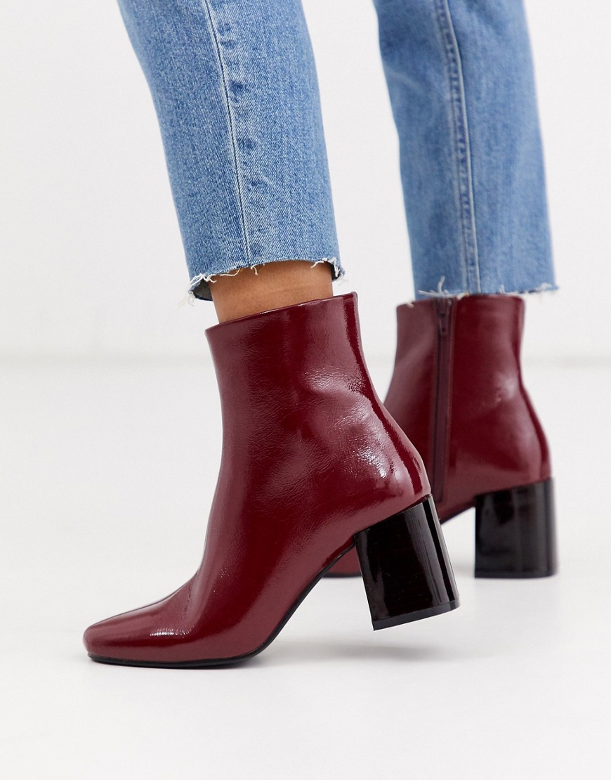 Pimkie contrast heel patent boots in red