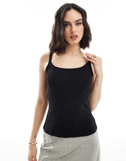 Pimkie cotton strappy tank top in black