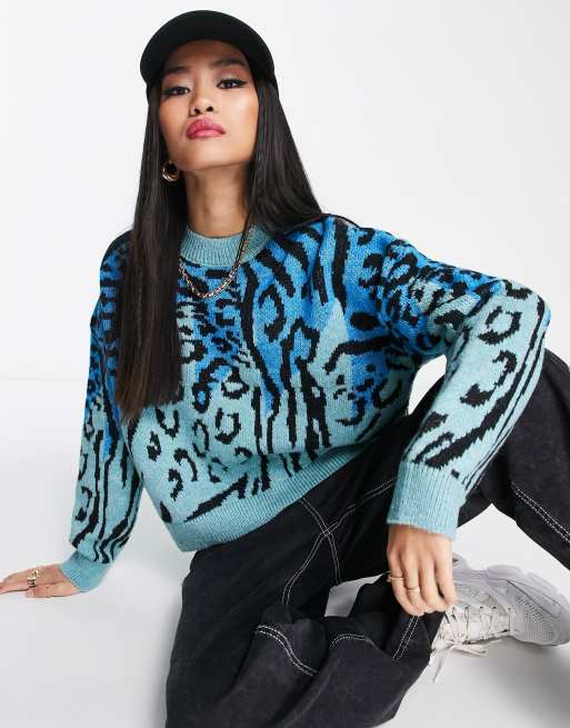 Blue leopard clearance cardigan