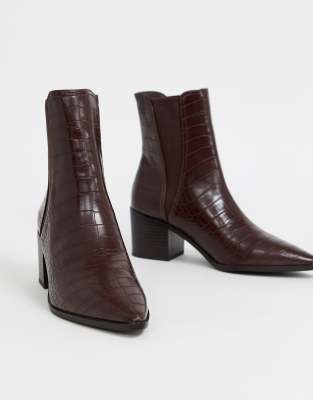 Pimkie croc ankle boot in burgundy | ASOS