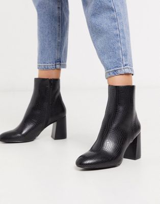 son Amount of money Deliberate Pimkie croc heeled boots in black | ASOS