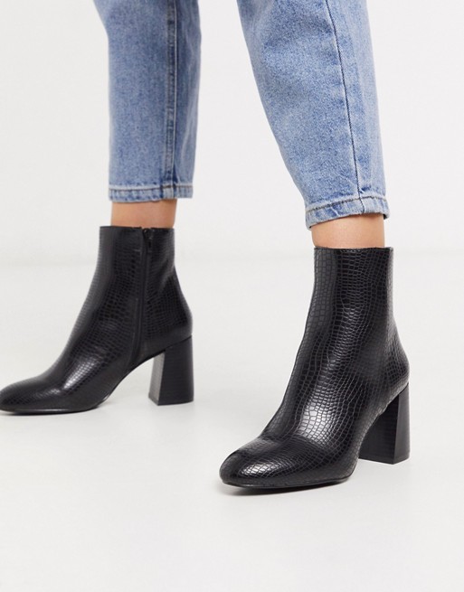 Pimkie croc heeled boots in black