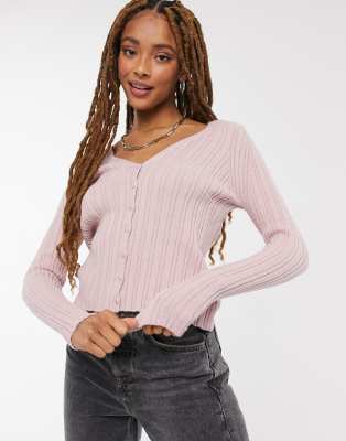 pink ribbed cardigan