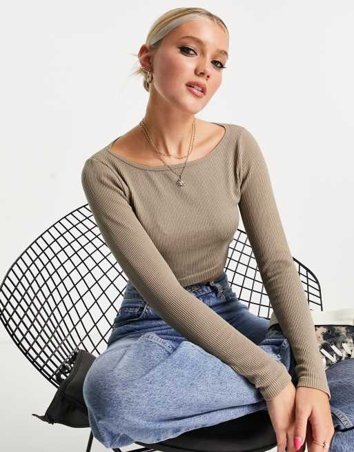 Pimkie - Coordinato con top multiposizione e leggings color moka a coste senza cuciture, 3 di 3