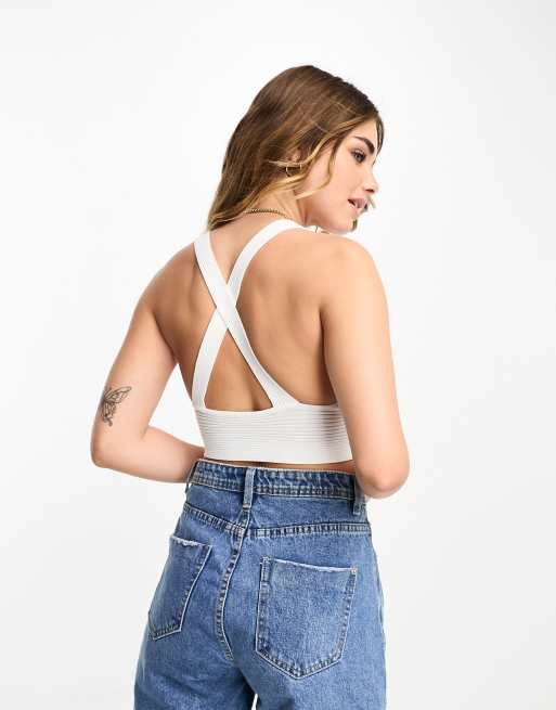 Pimkie - Crop top met gekruiste achterkant in wit, 2 van 4
