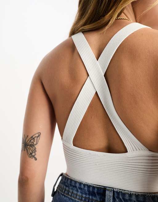 Pimkie - Crop top met gekruiste achterkant in wit, 3 van 4